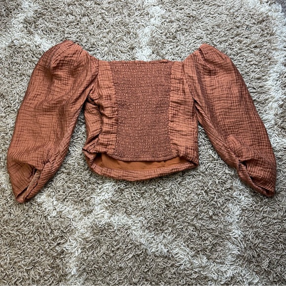 ASTR the Label Kemp Square Neck Top in Warm Brown Size M - Picture 3 of 6